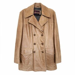 Tony Lama Camel Double-Breasted Leather Jacket